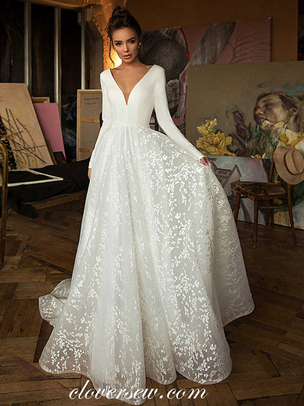 Chic Couture Long Sleeve A-Line Wedding Dress