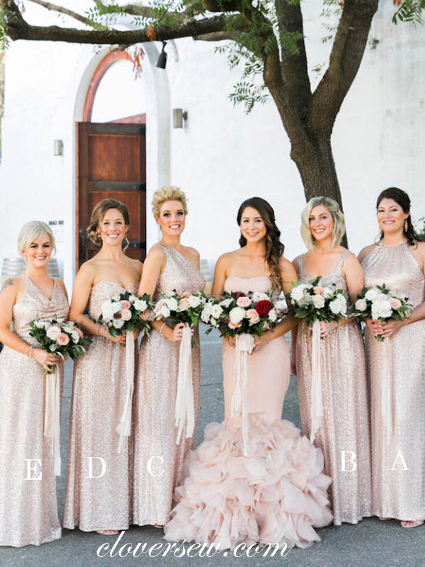 Sequin Blush Pink Bridesmaid Dresses