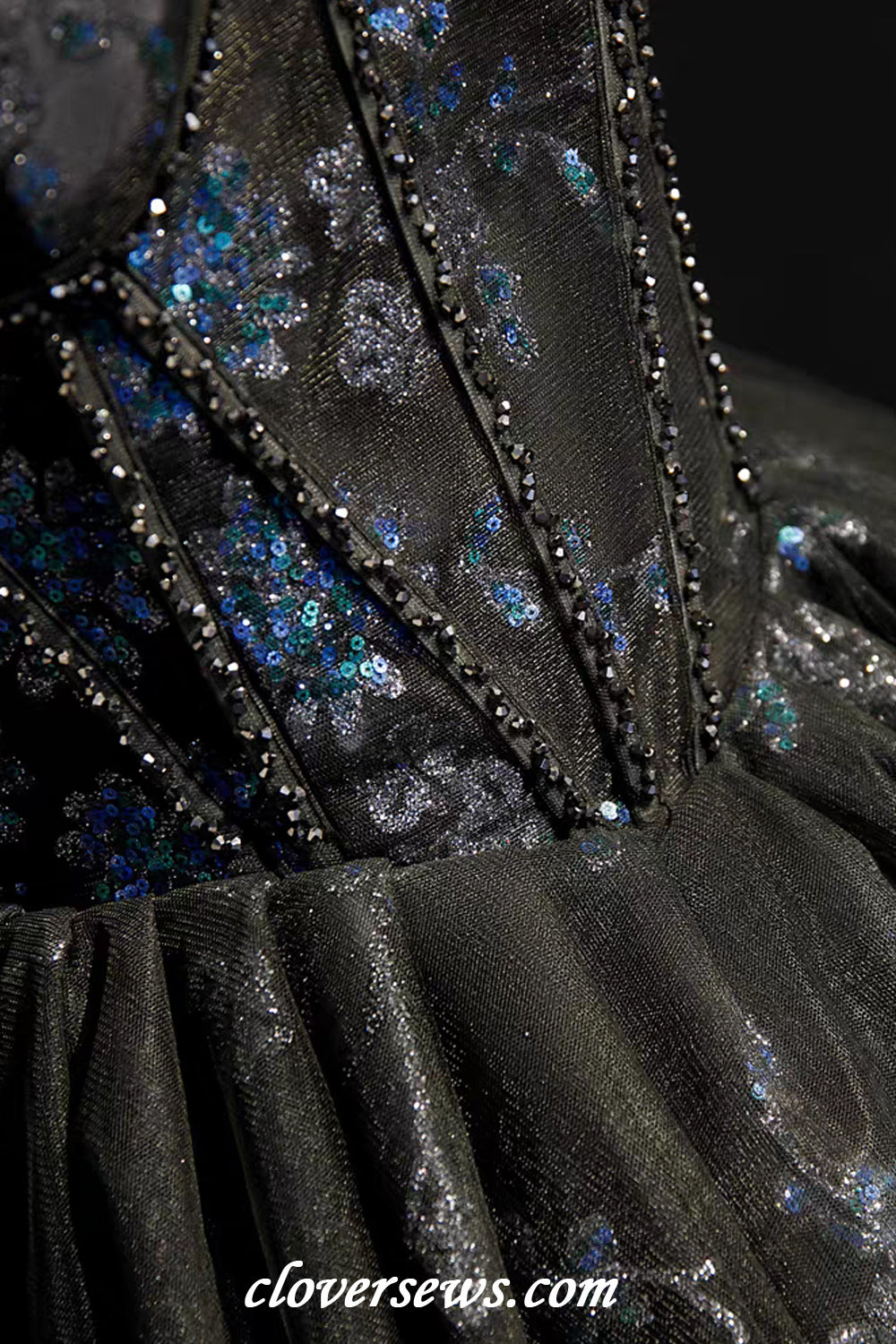 Black Tulle Royal Blue Applique Beading Charming Hoco Party Dresses, CH0083