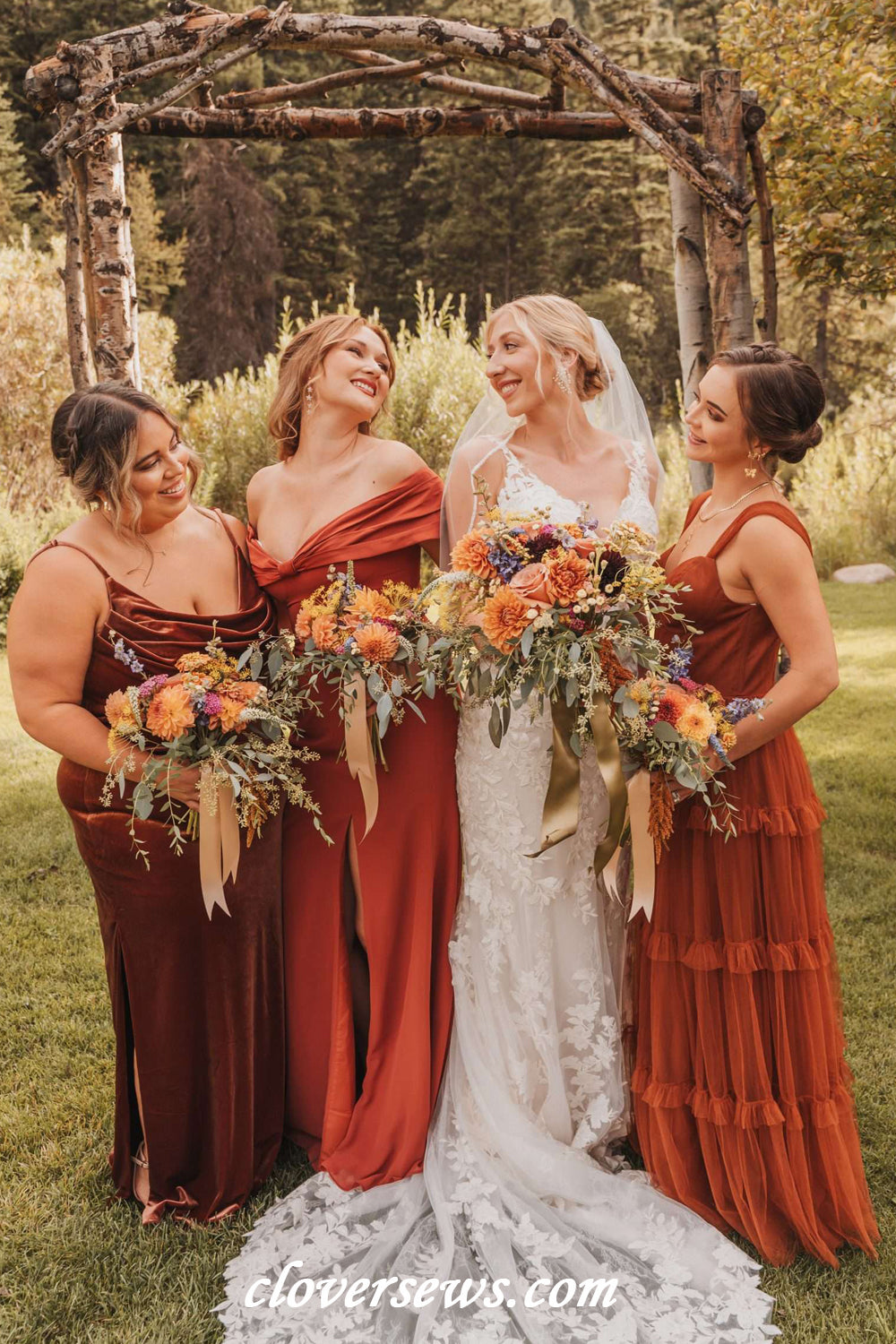 Autumn orange bridesmaid dresses hotsell