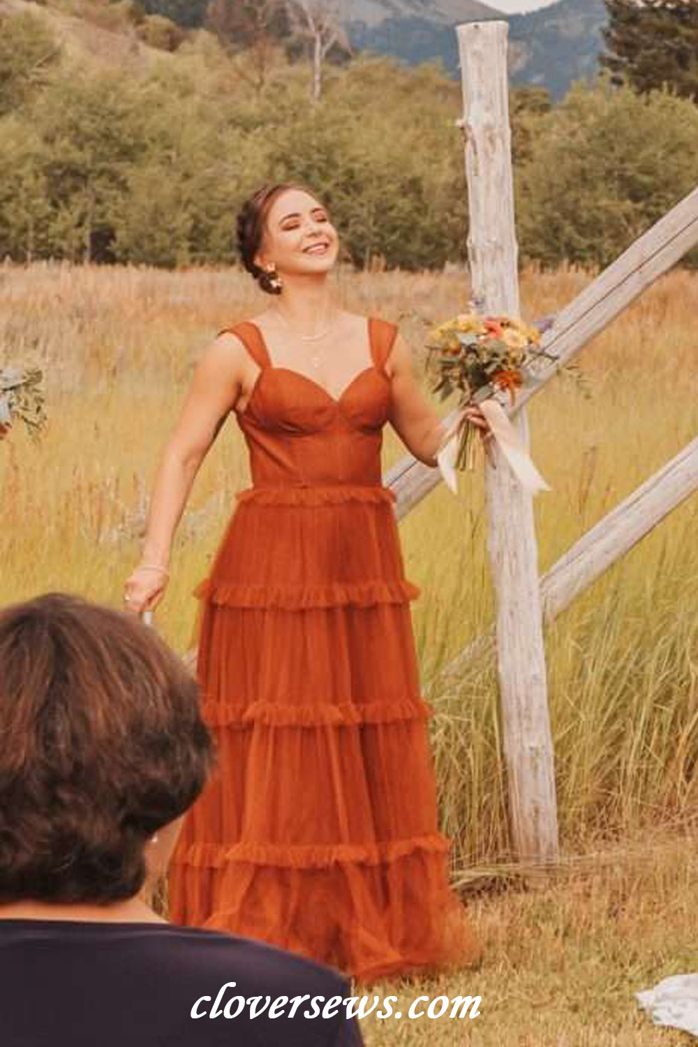 Burnt Orange Mismatched Charming Autumn Wedding Party Bridesmaid Dresses, CB0321