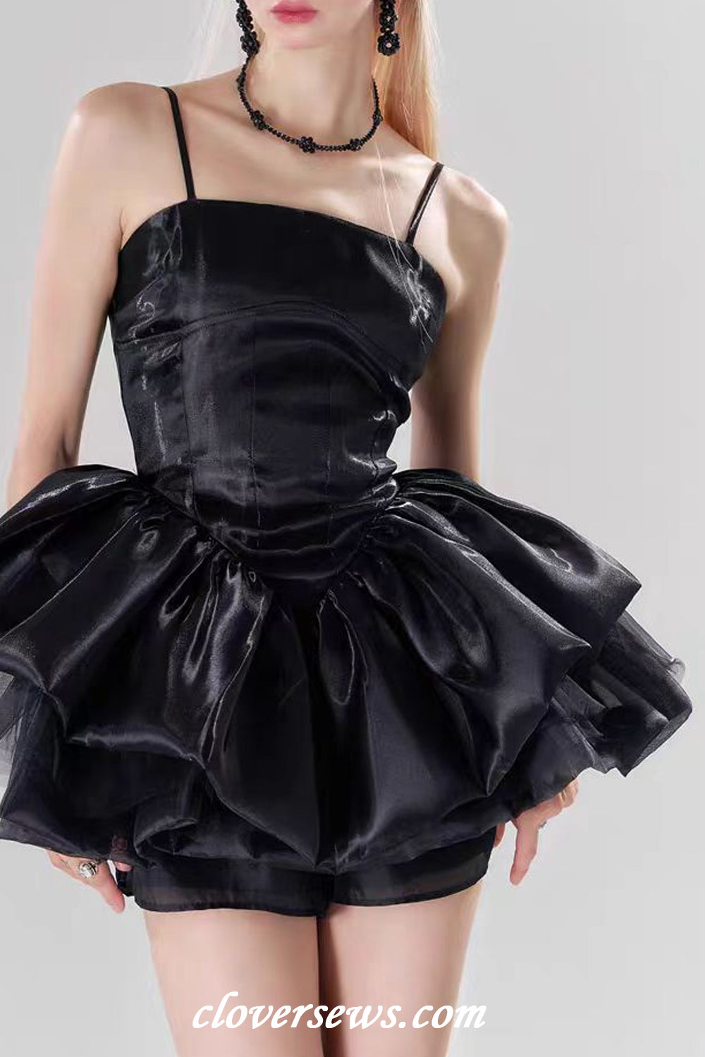 Fashion Shiny Satin Tulle Bubble Mini Birthday Party Homecoming Dresses, CH0081