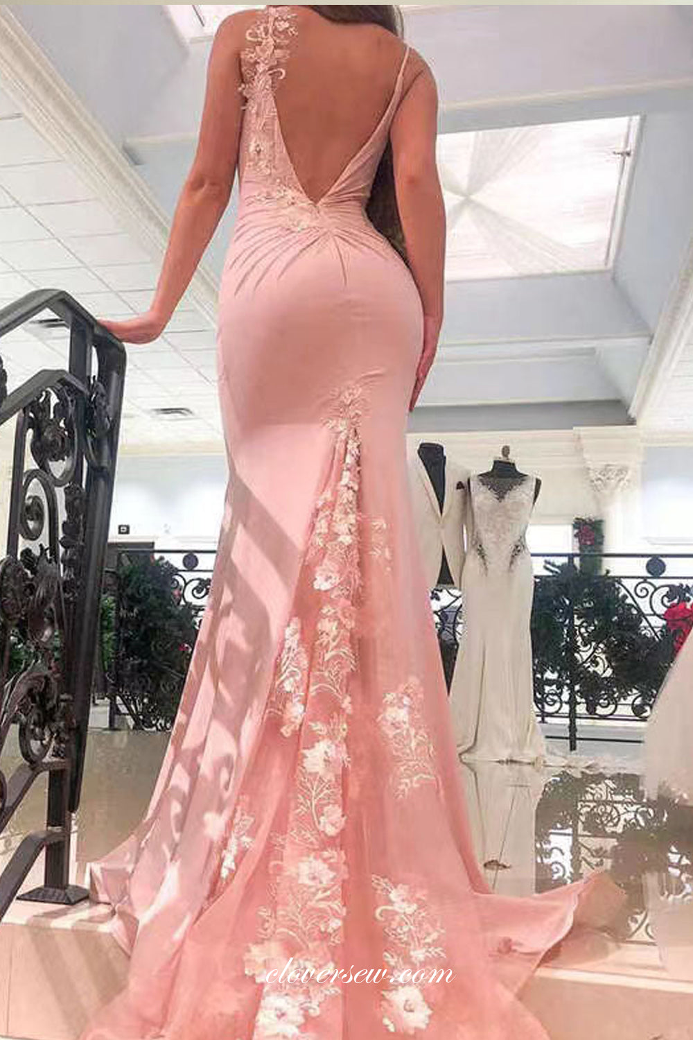 3D Floral Lace Blush Pink Off The Shoulder Ball Gown Prom Dresses