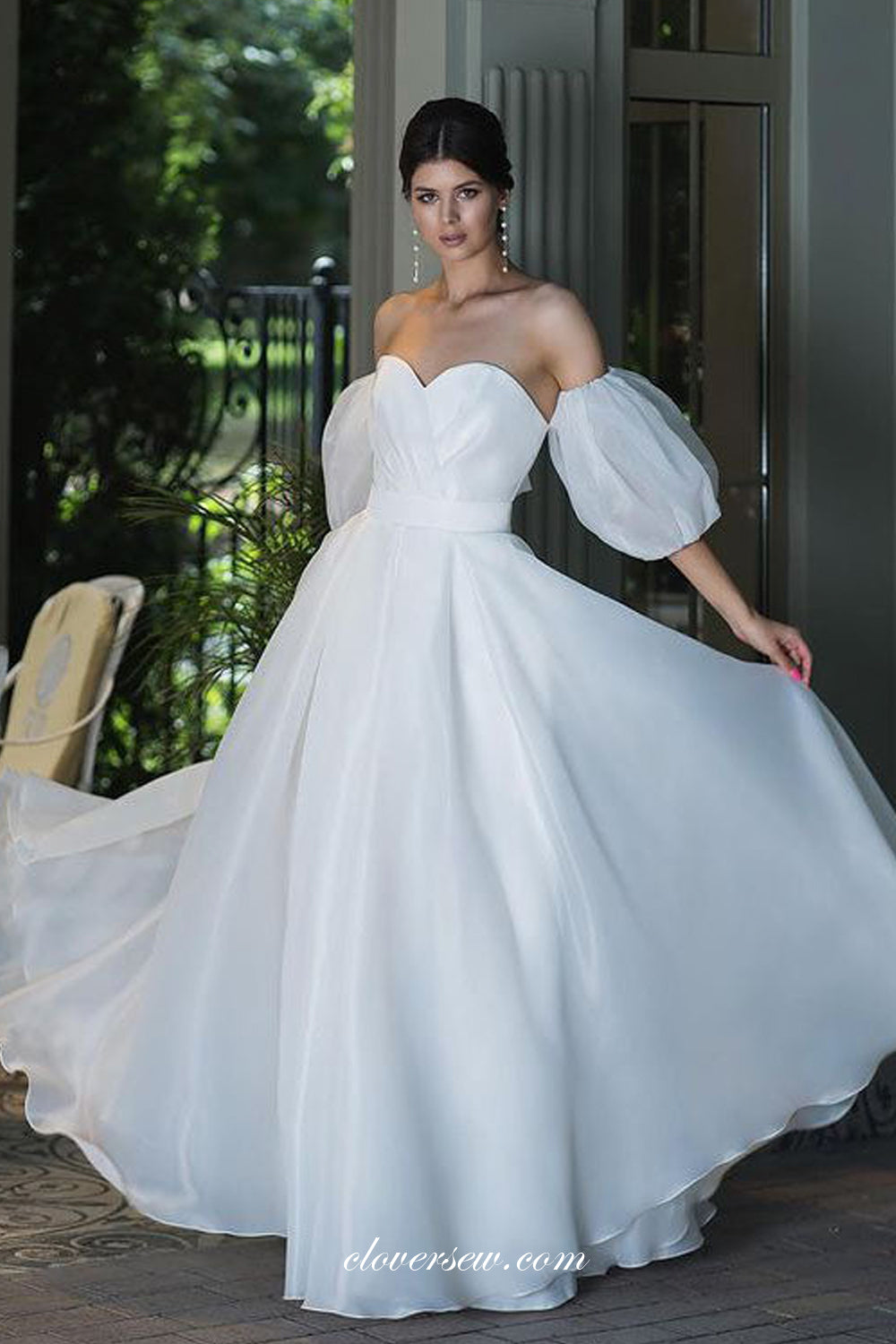 organza sweet heart wedding dress