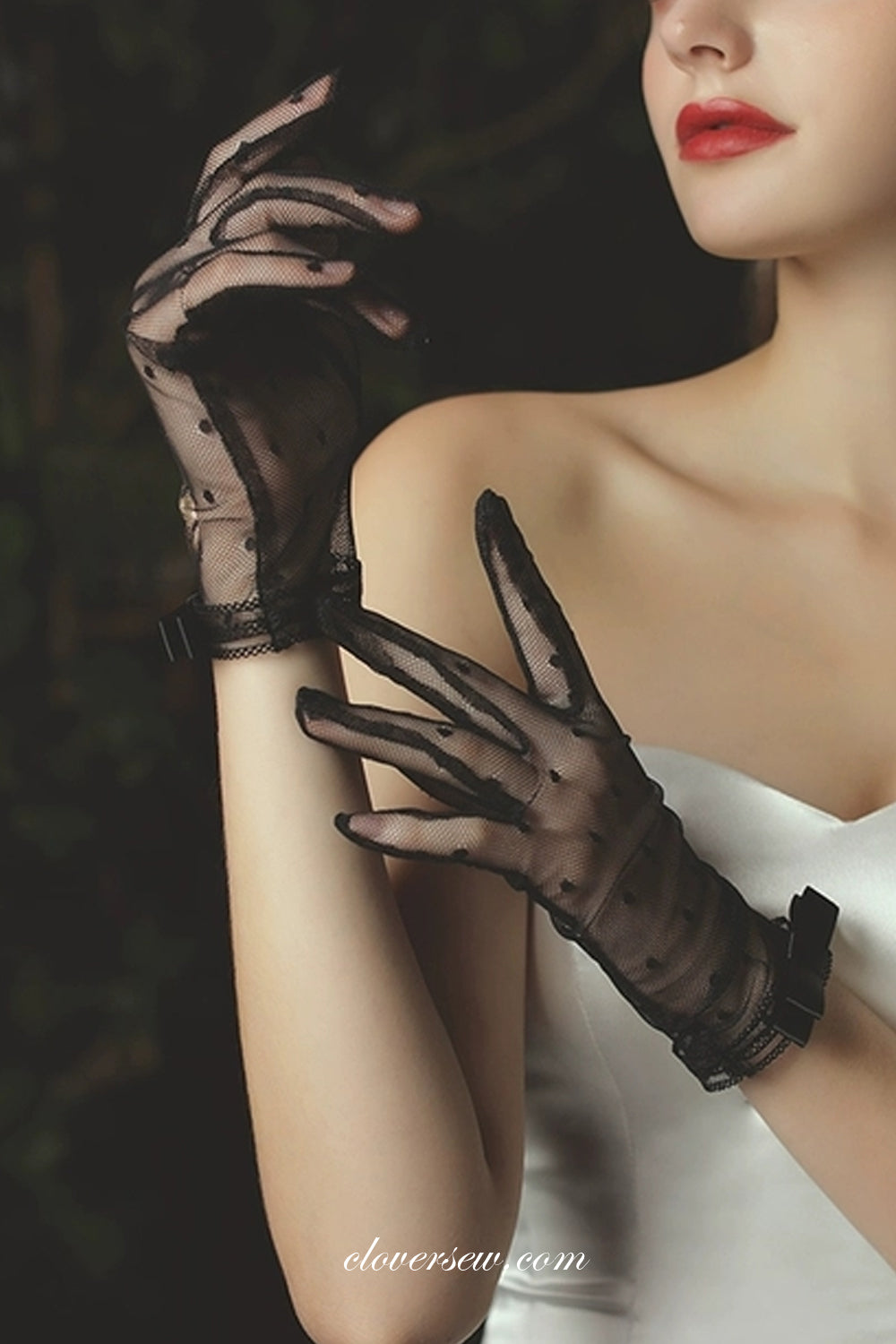 Black Tulle Gloves