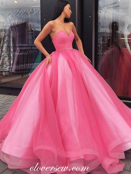 Hot Pink Tulle Sweetheart Strapless Ball Gown Princess Dresses, CP0787