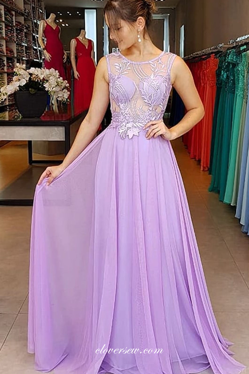 Lilac Chiffon Prom Dress