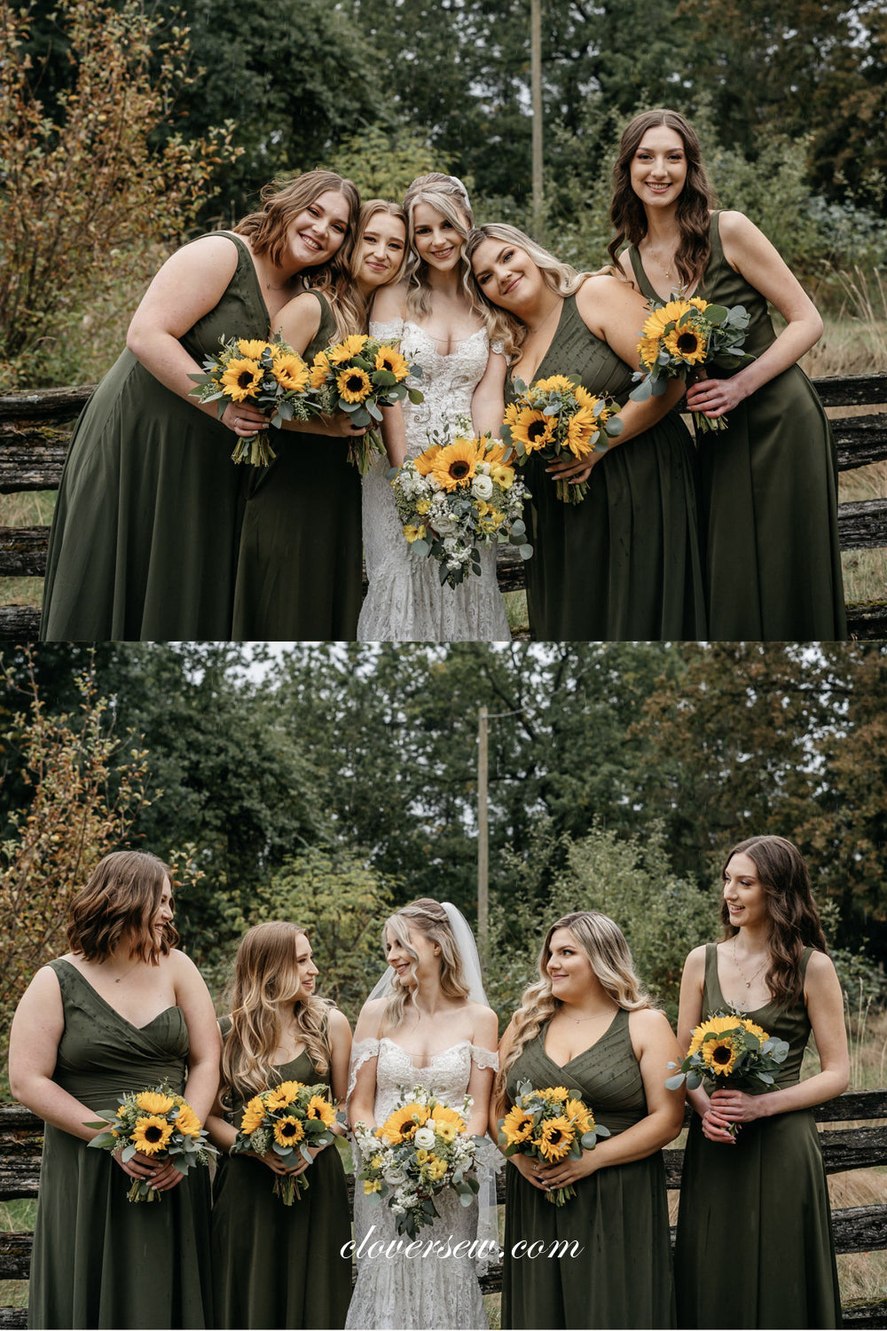 Olive Green Chiffon Bridesmaid Dresses