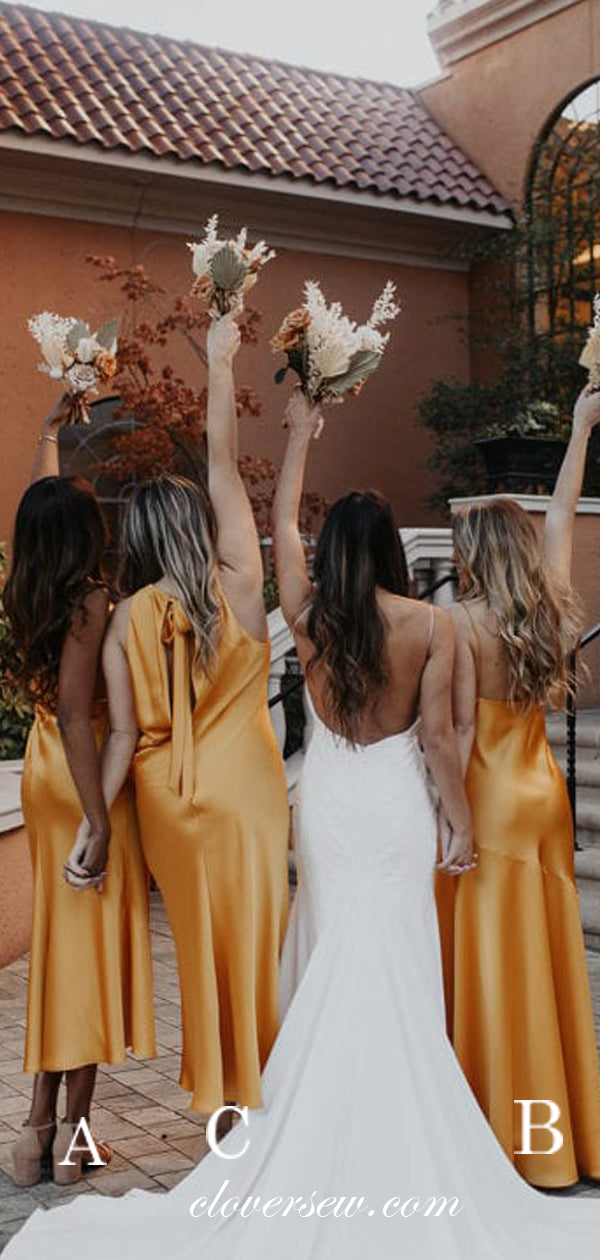 Brown Orange and Yellow Bridesmaid Dresses