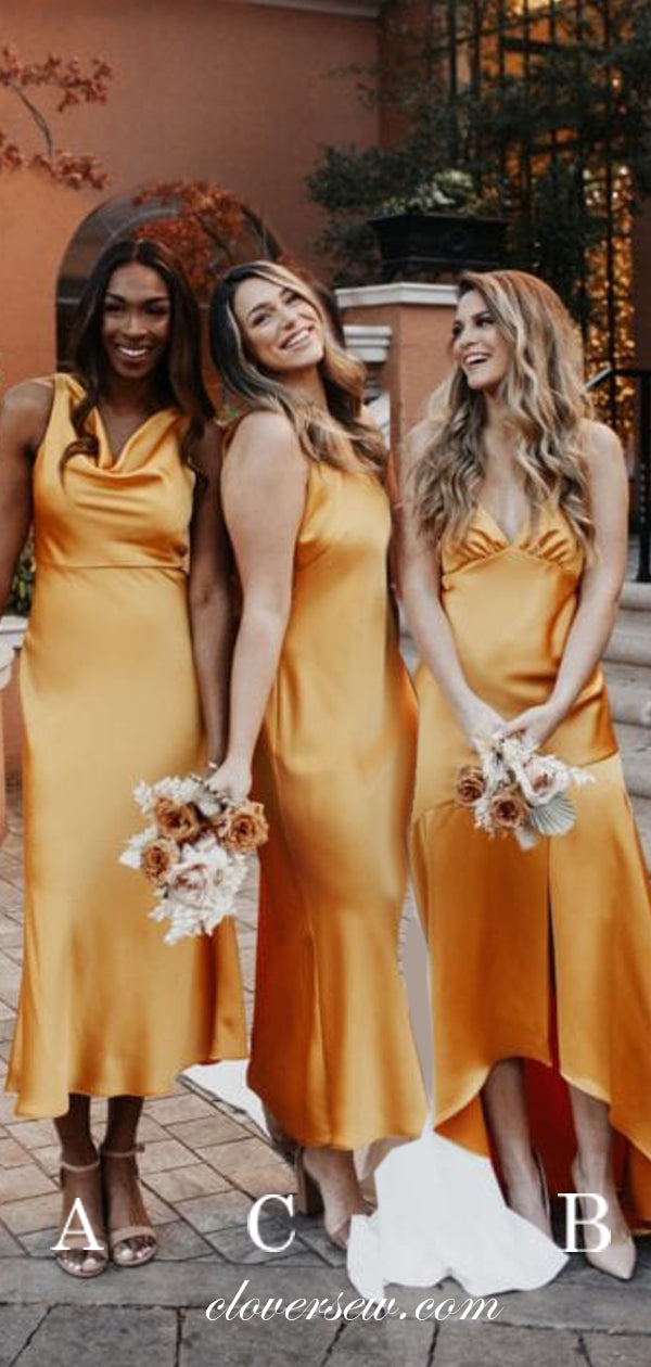 Brown Orange and Yellow Bridesmaid Dresses