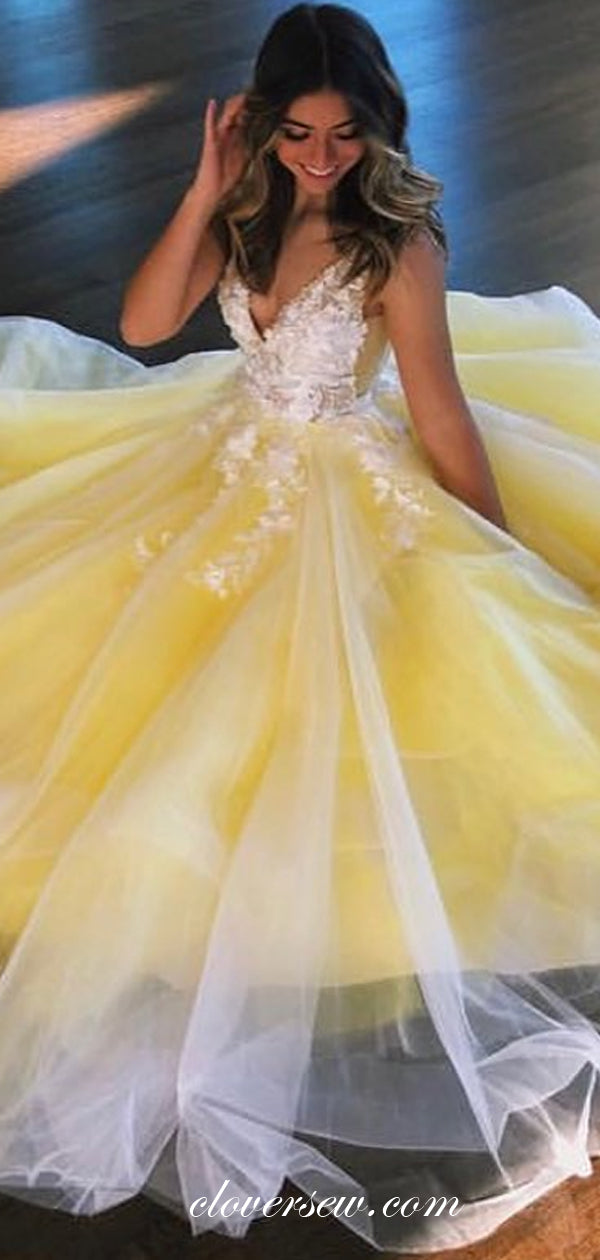 Pastel Yellow Tulle White Applique A ...