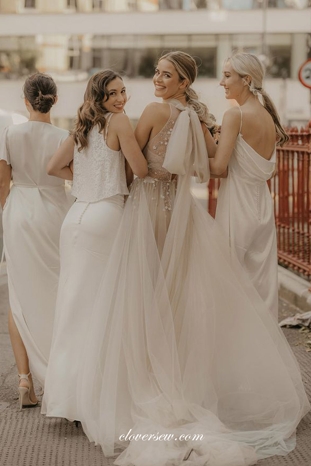 Champagne beaded bridesmaid dresses online