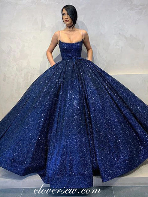 Royal Blue Sequined Tulle Ball Gown Princess Dresses, CP0768 – clover sew