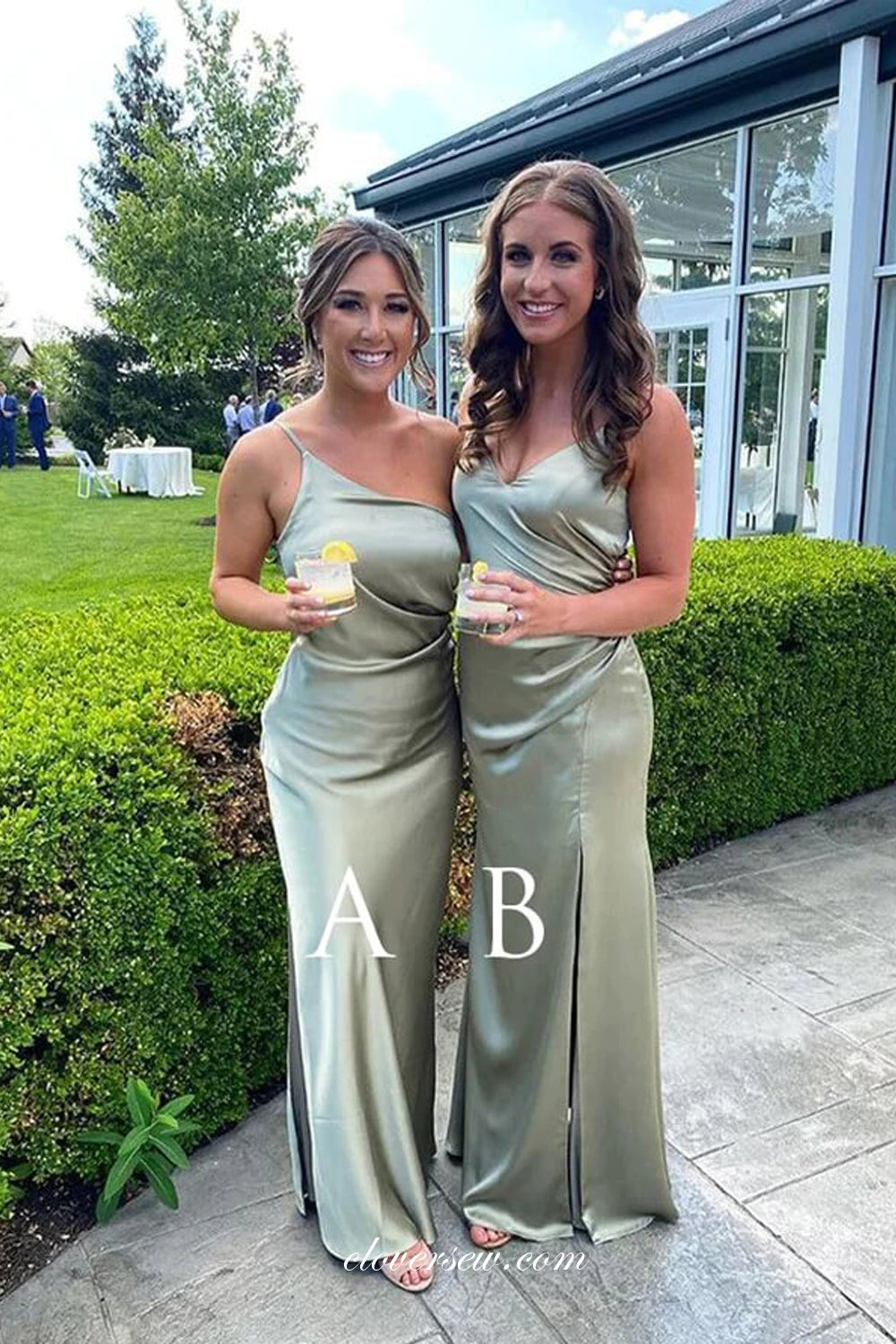 Sage green bridesmaid dress on sale long