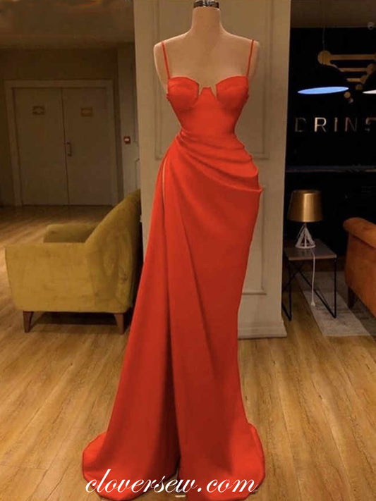 Spaghetti Strap Sheath Fashion High Slit Charming Formal Dresses, CP0643