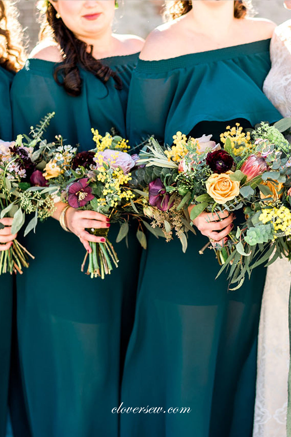 Teal and hotsell gold bridesmaid dresses